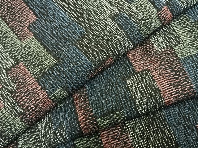 平和屋着物▽本塩沢 単衣 幾何学文 正絹 逸品 AAAZ1564fy