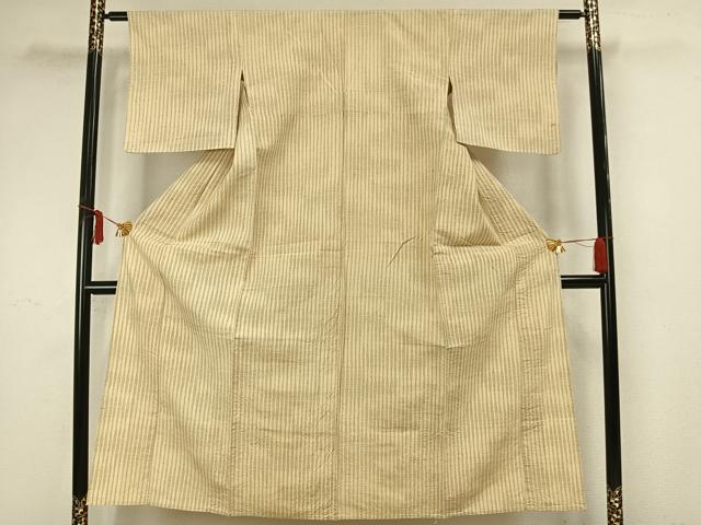 平和屋着物▽上質な紬 単衣 変わり縞 正絹 逸品 AAAZ1565fy