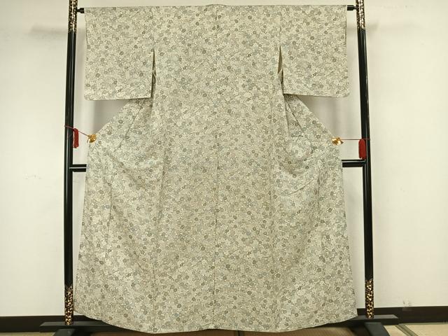 平和屋着物▽上質な小紋 単衣 花尽くし 鬼しぼ縮緬 正絹 逸品 AAAZ1566fy