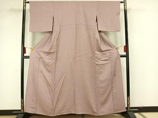 平和屋着物▽友禅作家の巨匠 浅井青仁 小紋 単衣 舞花文 正絹 逸品 AAAZ1567fy