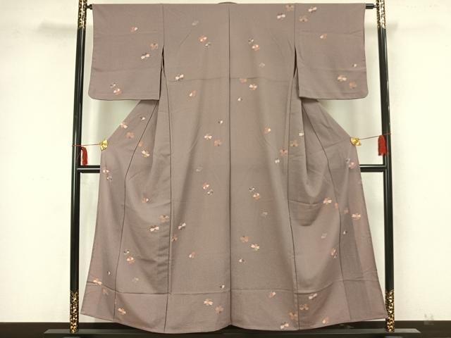 平和屋着物▽上質な小紋 単衣 舞花文 正絹 逸品 AAAZ1573fy