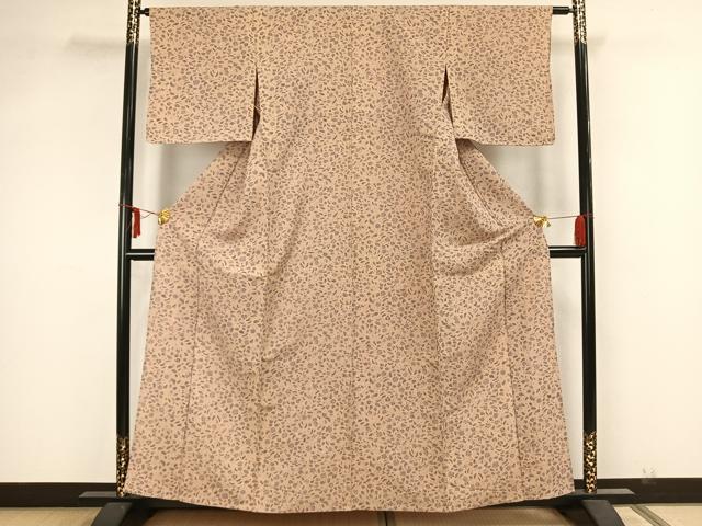 平和屋着物▽上質な小紋 単衣 草花文 正絹 逸品 AAAZ1583fy