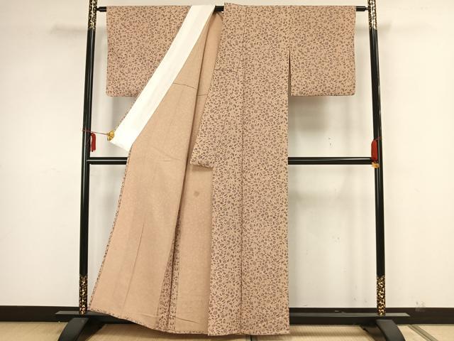 平和屋着物▽上質な小紋 単衣 草花文 正絹 逸品 AAAZ1583fy