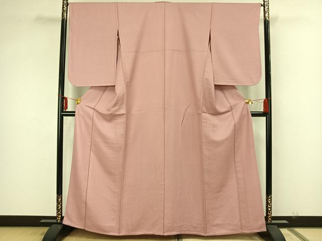 平和屋着物▽上質な色無地 単衣 珊瑚色 正絹 逸品 AAAZ1585fy