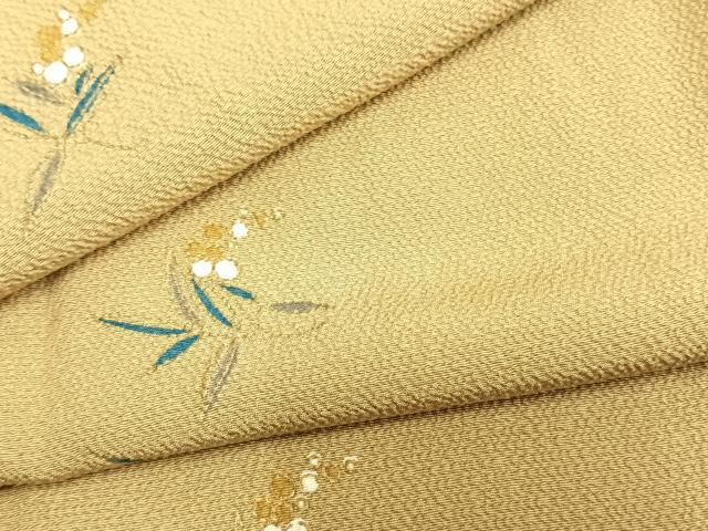 平和屋着物▽上質な小紋 単衣 草花文 金彩 正絹 逸品 AAAZ1592fy
