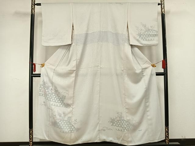 平和屋着物▽訪問着 無双 紗袷 紗×絽 手描き 草花文 正絹 逸品 AAAZ1594fy