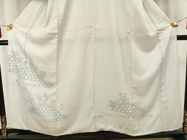 平和屋着物▽訪問着 無双 紗袷 紗×絽 手描き 草花文 正絹 逸品 AAAZ1594fy