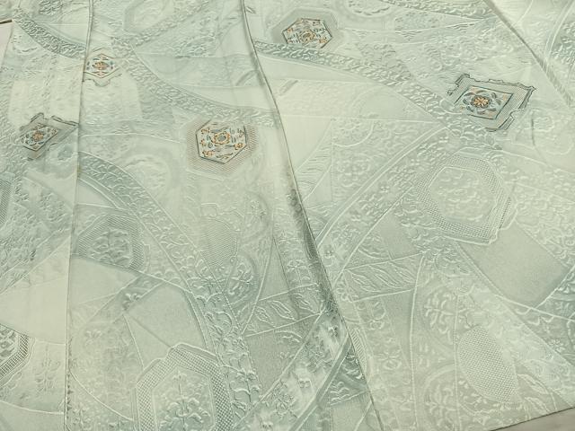 平和屋着物▽上質な小紋 単衣 地紋起こし 吉祥花文 正絹 逸品 AAAZ1595fy