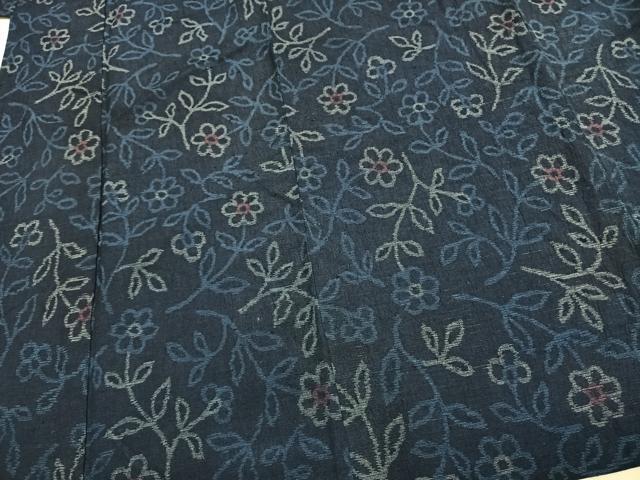 平和屋着物▽上質な紬 単衣 草花文 正絹 逸品 AAAZ1596fy