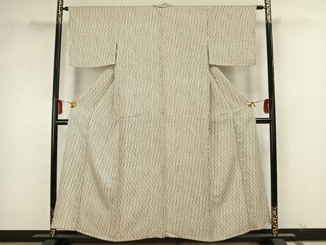 平和屋着物▽上質な小紋 単衣 幾何学文 正絹 逸品 AAAZ1600fy