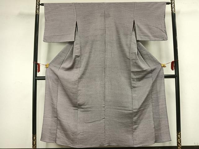平和屋着物▽上質な小紋 単衣 よろけ縞 正絹 逸品 AAAZ1603fy
