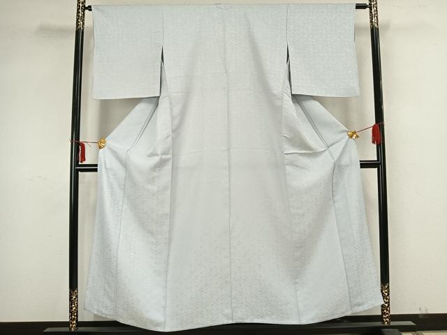 平和屋着物▽色無地 単衣 亀甲松地紋 月白色 洗える着物 AAAZ1607fy