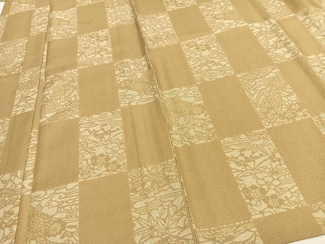 平和屋着物▽小紋 単衣 市松文様 洗える着物 AAAZ1609fy