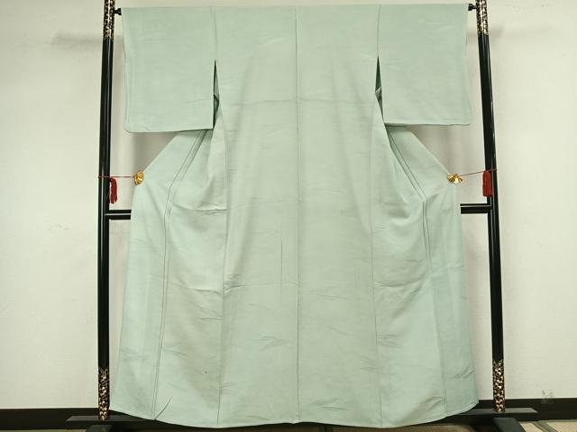 平和屋着物▽上質な色無地 単衣 舞葉地紋 青磁鼠色 正絹 逸品 AAAZ1612fy