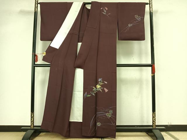 平和屋着物▽訪問着 単衣 草花文 正絹 逸品 AAAZ1613fy