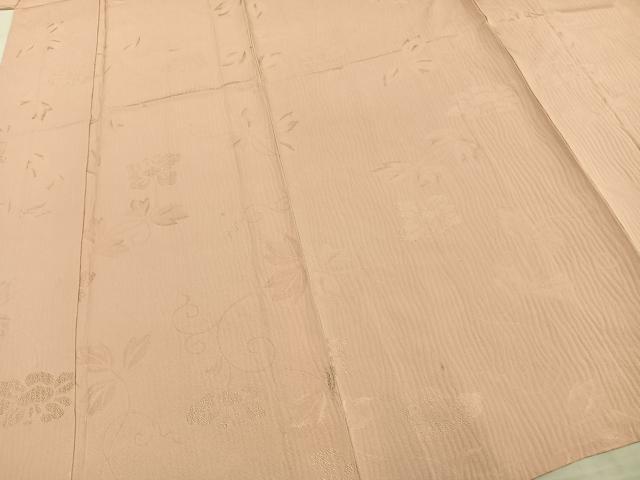 平和屋着物▽上質な色無地 単衣 花唐草地紋 赤香色 正絹 逸品 AAAZ1614fy