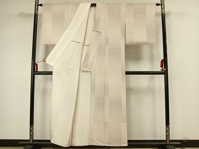 平和屋着物▽上質な小紋 単衣 扇面文 正絹 逸品 AAAZ1617fy