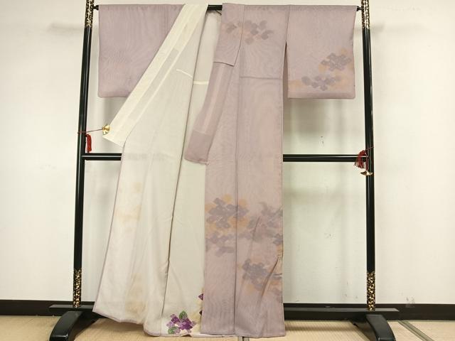 平和屋着物▽訪問着 無双 紗袷 紗×紗 草花文 正絹 逸品 AAAZ1627fy