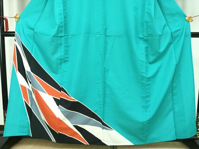 平和屋着物▽訪問着 単衣 幾何学文様 洗える着物 AAAZ1641fy