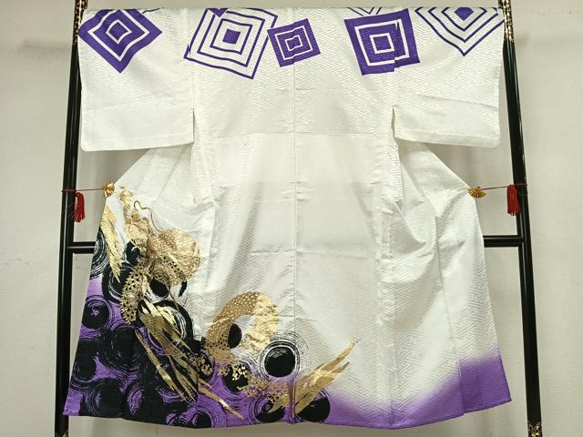 平和屋着物▽男性 訪問着 単衣 龍 金彩 洗える着物 AAAZ1644fy