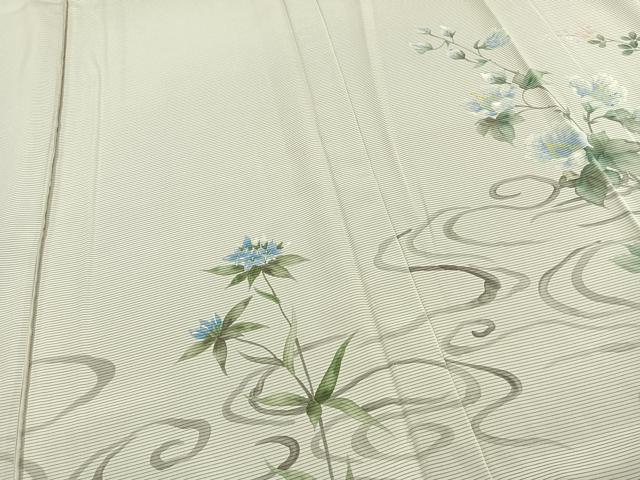 平和屋着物▽訪問着 無双 紗袷 紗×絽 手描き 草花文 正絹 逸品 AAAZ1652fy