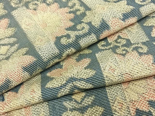 平和屋着物▽上質な紬 単衣 草花文 正絹 逸品 AAAZ1653fy