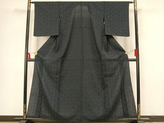平和屋着物▽本塩沢 単衣 亀甲文様 正絹 逸品 未使用 AAAZ1655fy