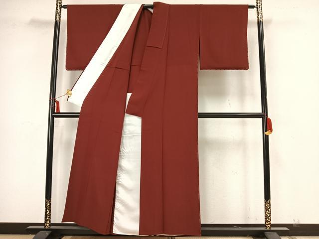 平和屋着物▽上質な色無地 単衣 蘇芳色 正絹 逸品 未使用 AAAZ1670fy