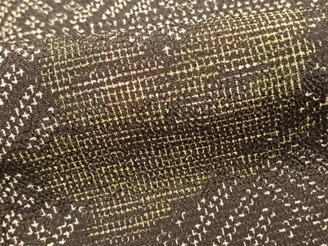 平和屋着物▽本塩沢 単衣 舞葉横段文 正絹 逸品 AAAZ1674fy