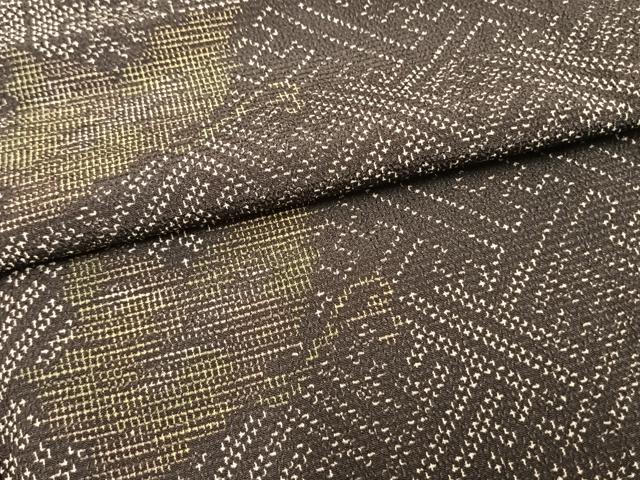 平和屋着物▽本塩沢 単衣 舞葉横段文 正絹 逸品 AAAZ1674fy