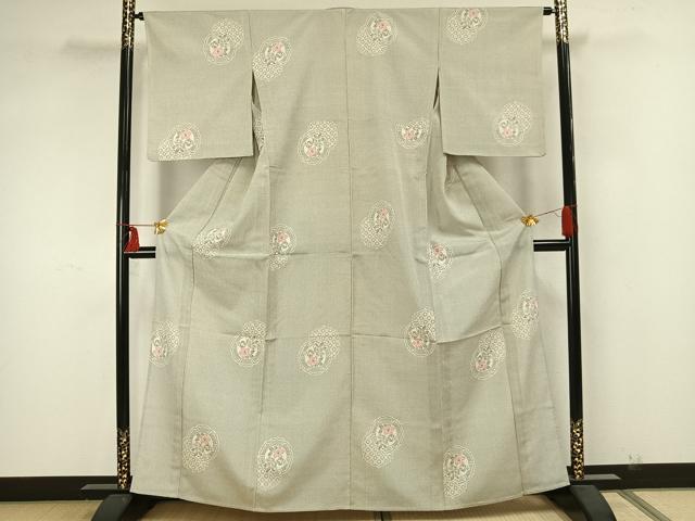 平和屋着物▽本塩沢 単衣 吉祥花文 正絹 逸品 AAAZ1681fy