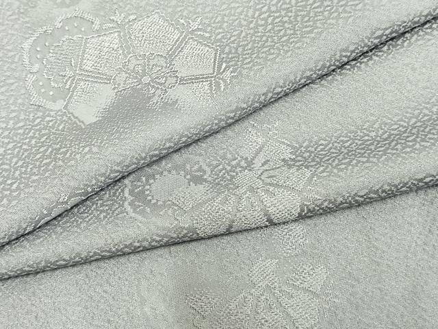 平和屋着物▽上質な色無地 単衣 吉祥花地紋 灰青色 正絹 逸品 AAAZ1684fy