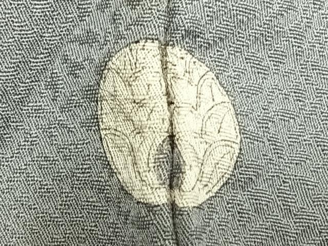 平和屋着物▽上質な色無地 単衣 吉祥花地紋 灰青色 正絹 逸品 AAAZ1684fy