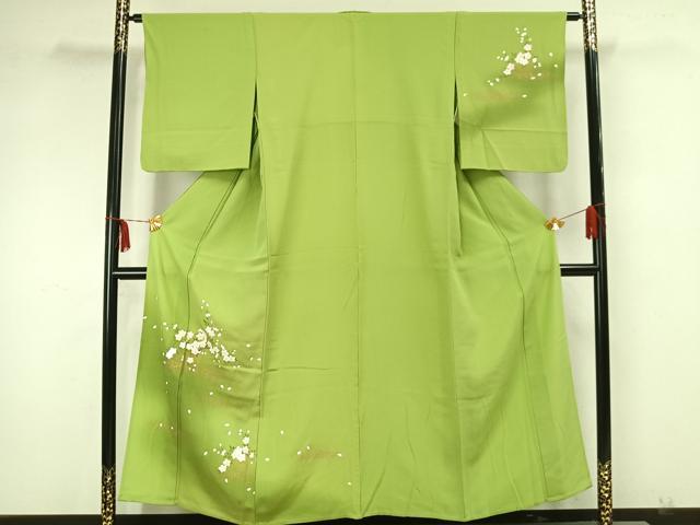平和屋着物▽訪問着 単衣 枝花文 暈し染め 金彩 正絹 逸品 AAAZ1687fy