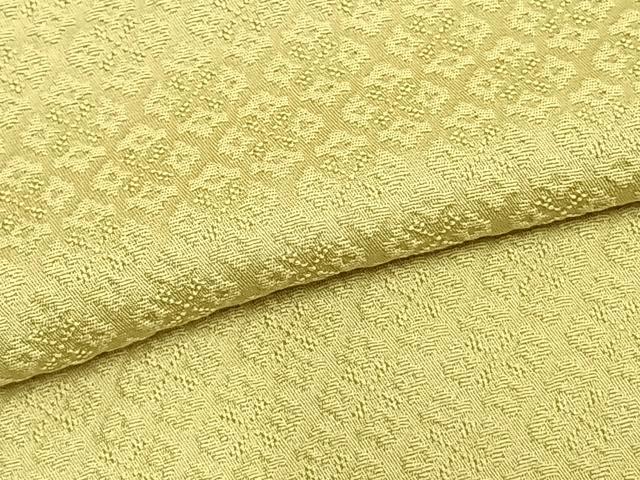 平和屋着物▽上質な色無地 単衣 吉祥地紋 枯草色 正絹 逸品 AAAZ1689fy