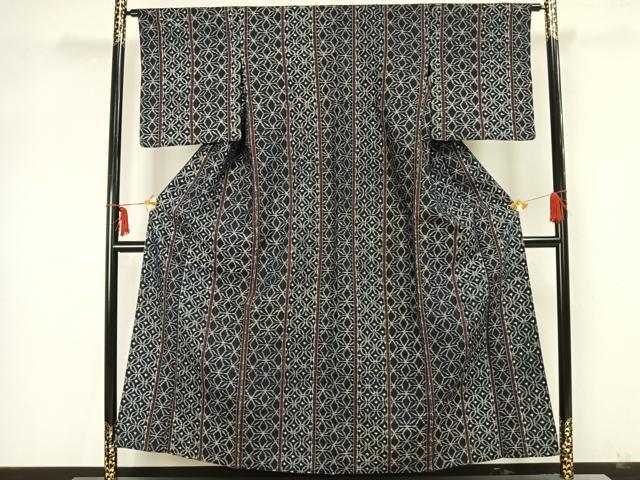 平和屋着物▽上質な紬 単衣 間道 正絹 逸品 AAAZ1691fy
