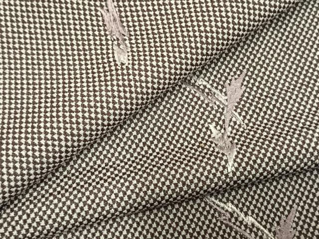 平和屋着物▽お召 単衣 刺繍 舞葉文 正絹 逸品 AAAZ1693fy