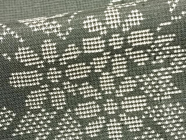 平和屋着物▽本場大島紬 単衣 草花文 黒地 正絹 逸品 AAAZ1697fy