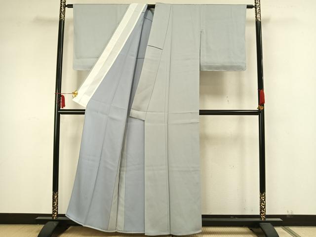 平和屋着物▽上質な色無地 単衣 藍白色 正絹 逸品 未使用 AAAZ1702fy