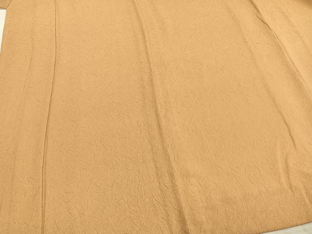 平和屋着物▽上質な色無地 単衣 紋意匠 萱草色 正絹 逸品 AAAZ1707fy