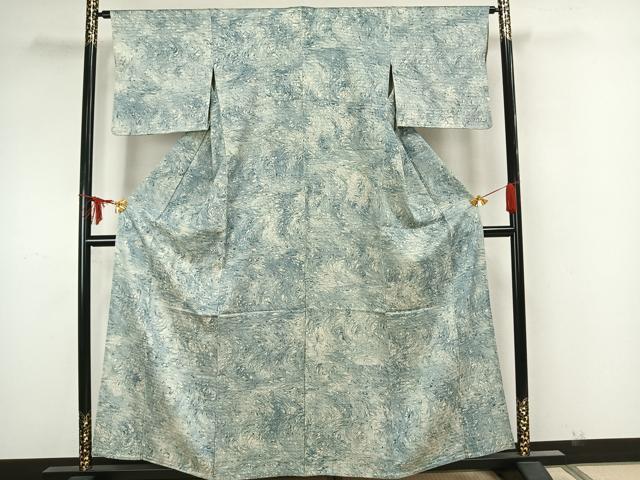 平和屋着物▽上質な小紋 単衣 墨流し文様 正絹 逸品 AAAZ1714fy
