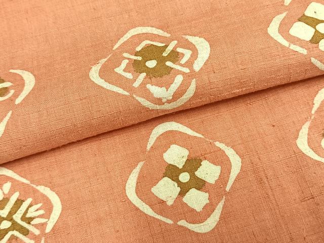 平和屋着物▽上質な紬 単衣 花菱文 正絹 逸品 AAAZ1718fy