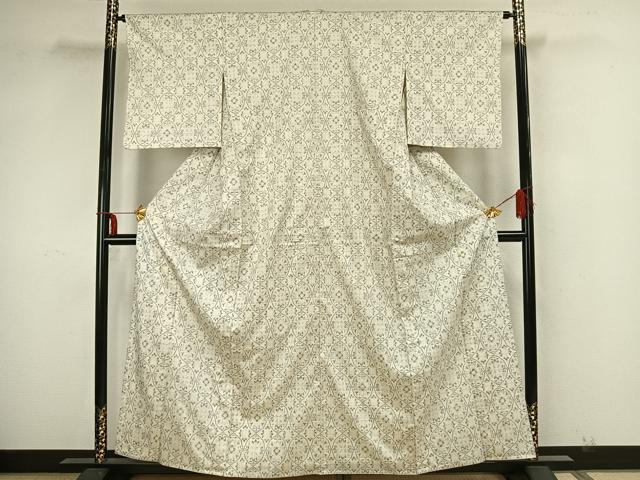 平和屋着物▽本場染大島紬 単衣 立涌花文 正絹 逸品 AAAZ1724fy