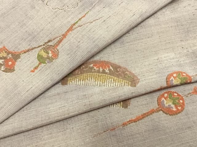 平和屋着物▽上質な紬 単衣 櫛 簪 正絹 逸品 AAAZ1725fy