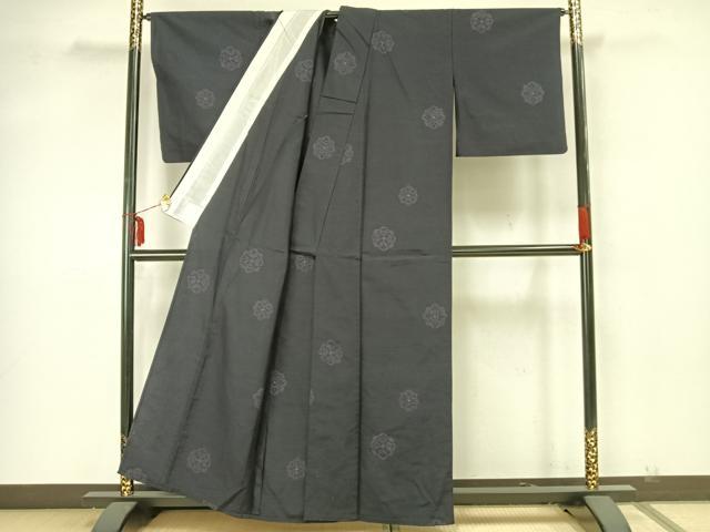 平和屋着物▽上質な紬 単衣 吉祥花文 正絹 逸品 AAAZ1733fy