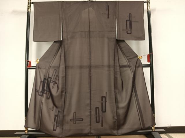平和屋着物▽訪問着 無双 紗袷 紗×絽 幾何学文 正絹 逸品 AAAZ1738fy