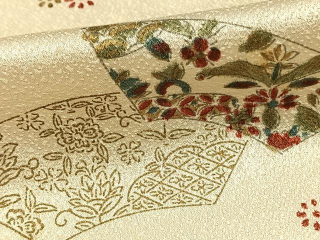 平和屋着物▽上質な小紋 単衣 地紙草花文 金彩 正絹 逸品 AAAZ1742fy