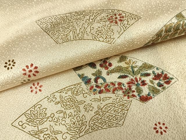 平和屋着物▽上質な小紋 単衣 地紙草花文 金彩 正絹 逸品 AAAZ1742fy