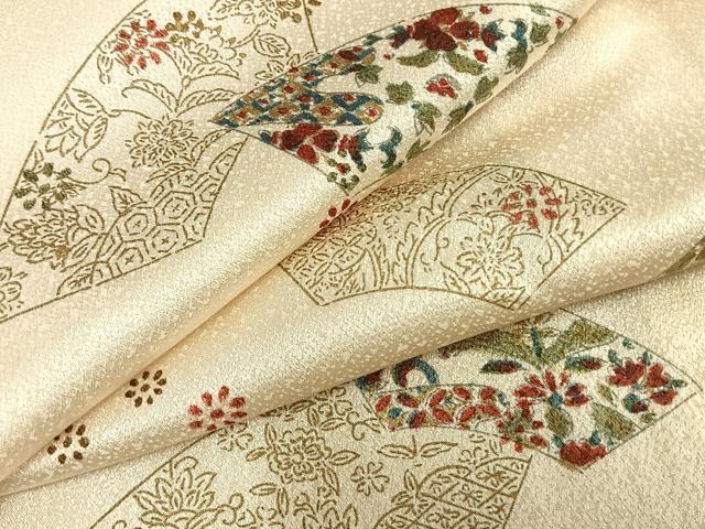 平和屋着物▽上質な小紋 単衣 地紙草花文 金彩 正絹 逸品 AAAZ1742fy