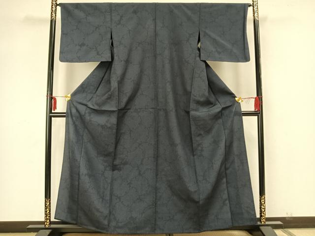平和屋着物▽本塩沢 単衣 110亀甲 雪輪文 正絹 逸品 AAAZ1743fy
